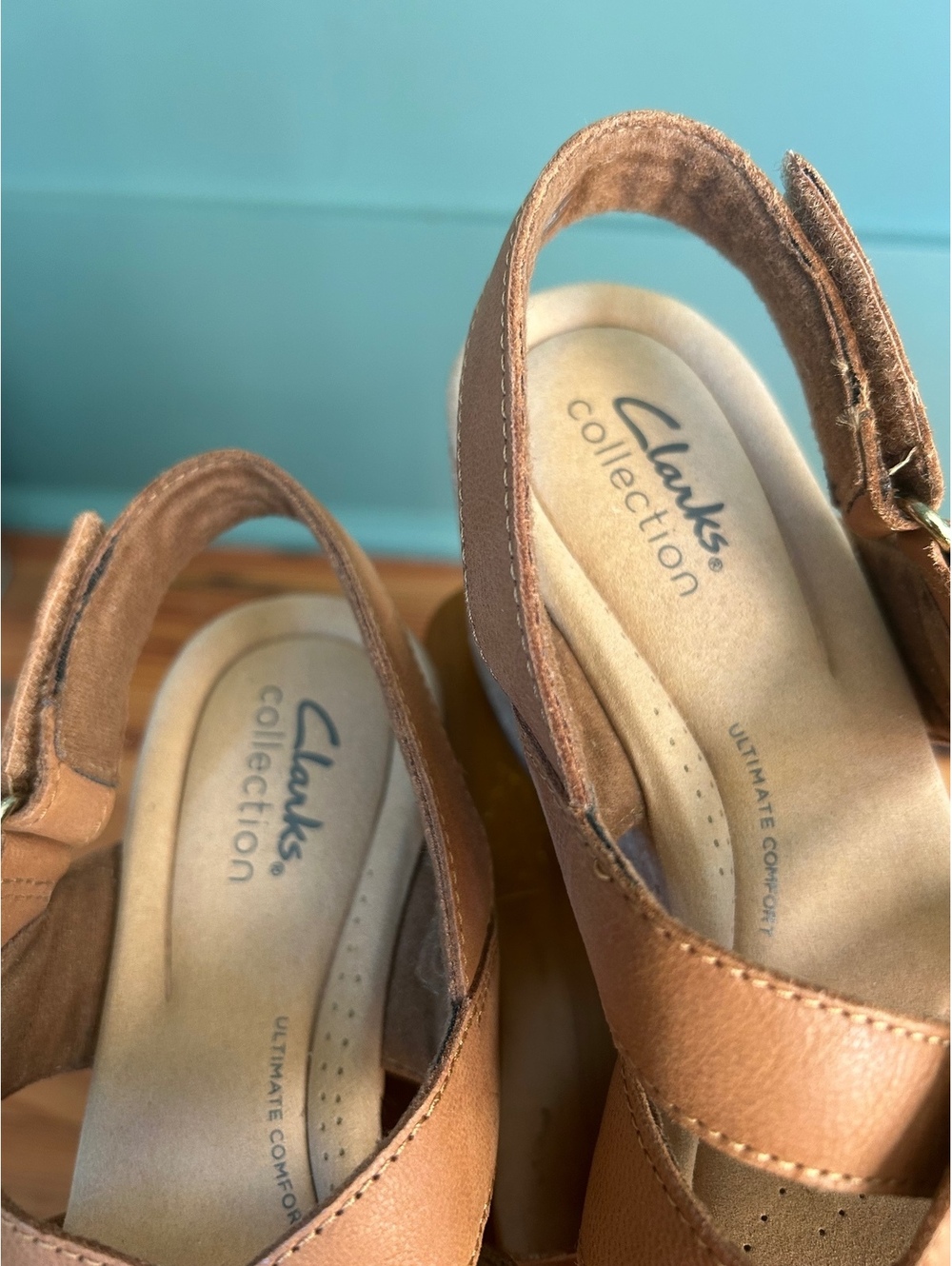 Clark’s Giselle Beach Leather Slingback Wedges Women’s Size 8.5 - Picture 4 of 9